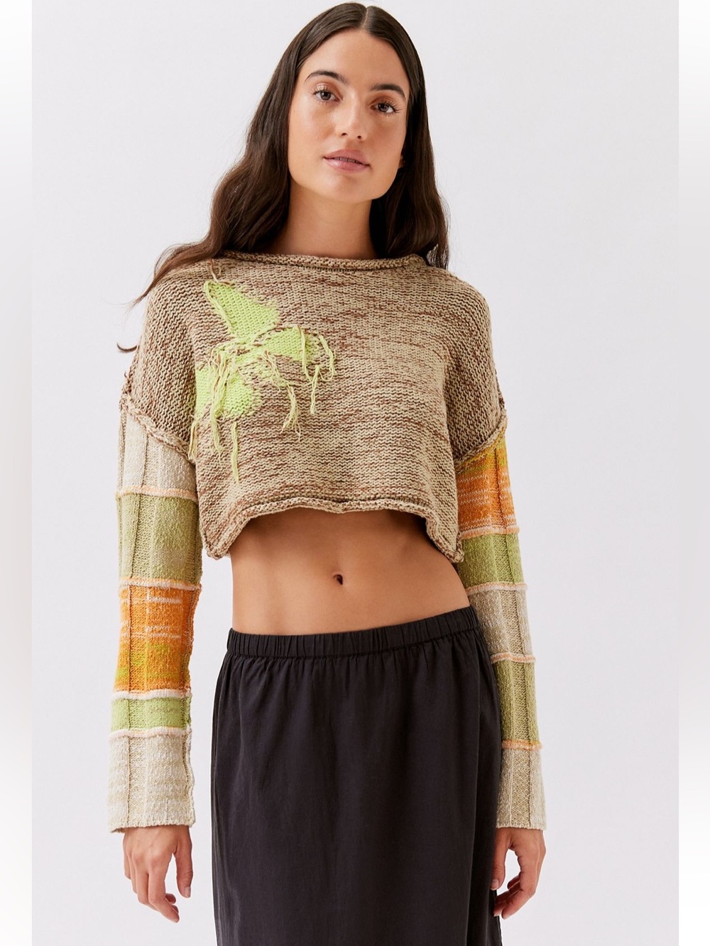 URBAN OUTFITTERS BDG Fran BUTTERFLY    Distressed Cropped SWEATER NWOT